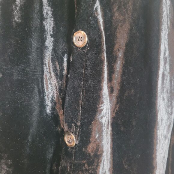 CP Shades Crushed Velvet Button Up Shirt Women's Large L Black Holiday Party - Picture 5 of 10